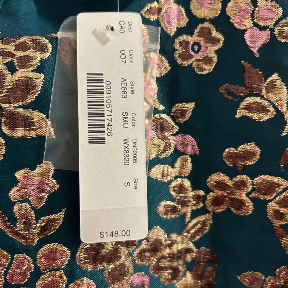 J. Crew Collection Womens Emerald Green Floral Brocade Top Size S $148 - Picture 5 of 7